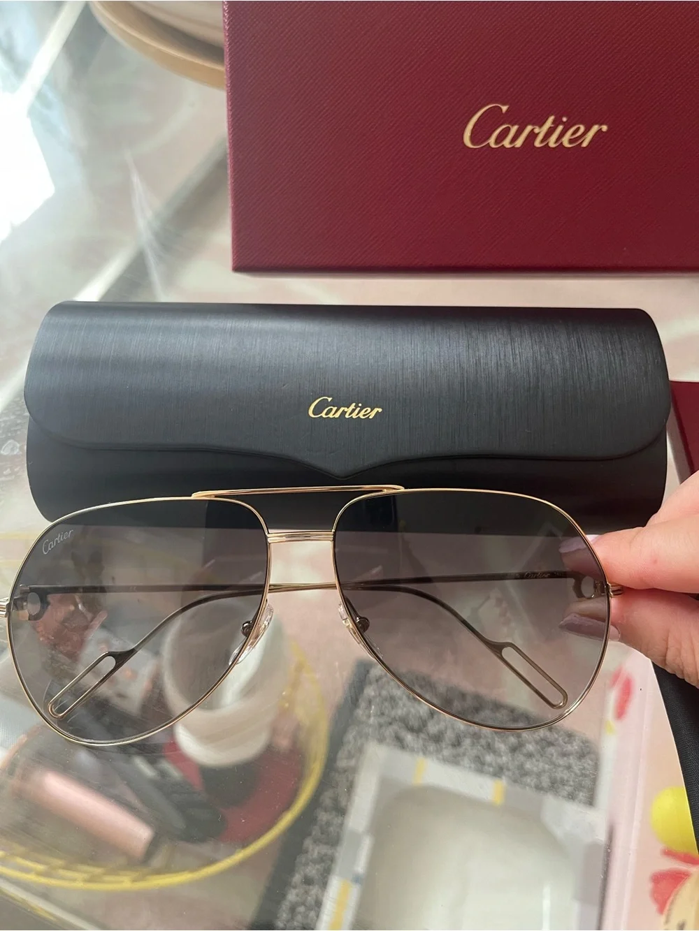 NWT Cartier Premiere de Grey Pilot Unisex Sunglasses